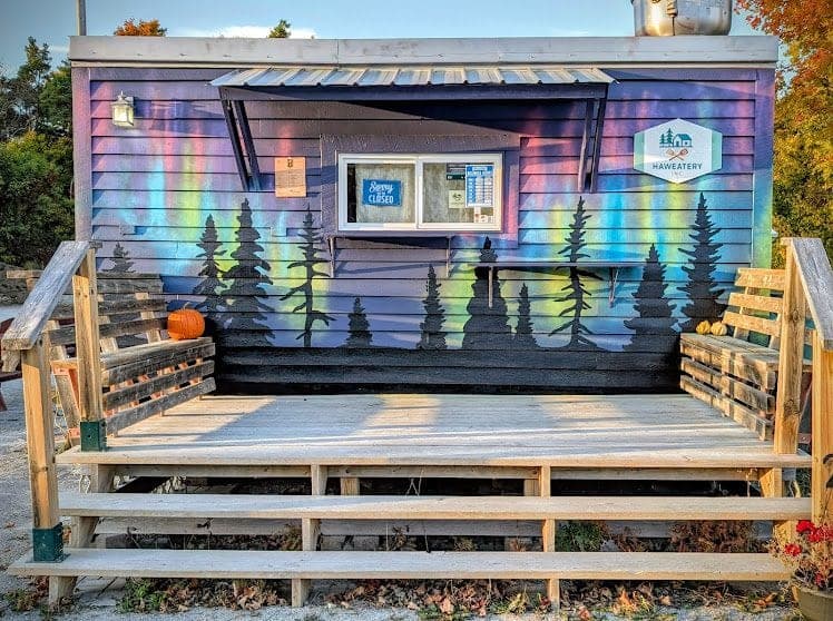 The Haweatery trailer painted with northern lights